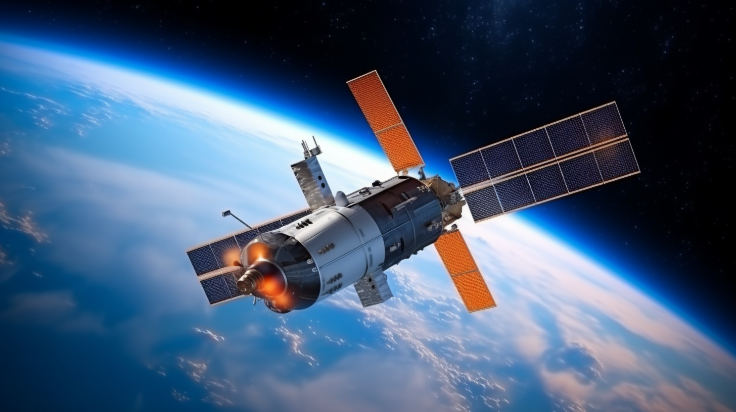 Satellit im Weltall.