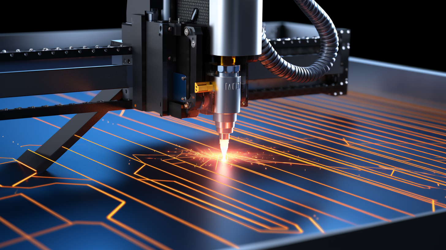 Plasmaschneidespitze wie sie etwas in Metall schneidet.