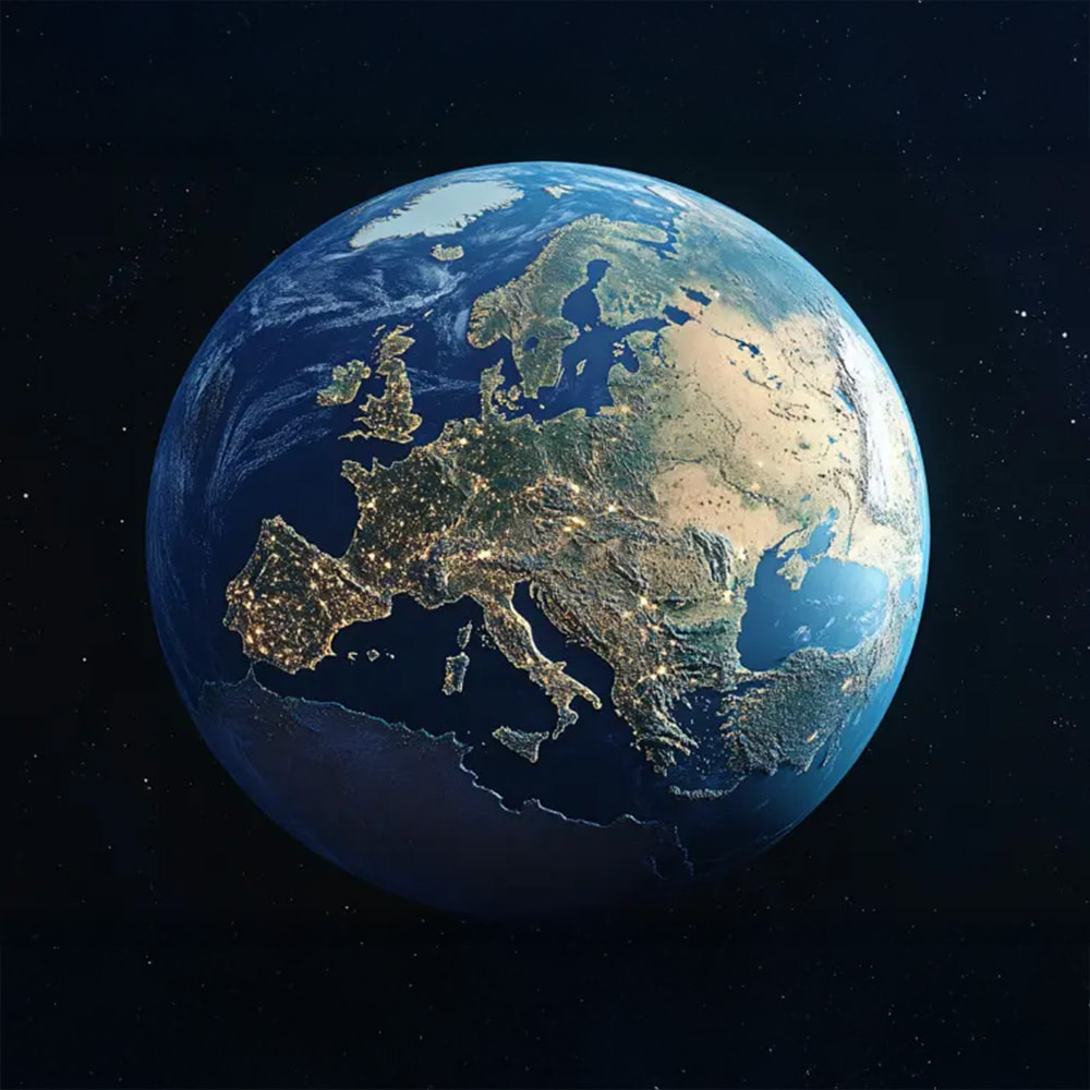 Ansicht der Erde aus dem All mit Europa im Fokus