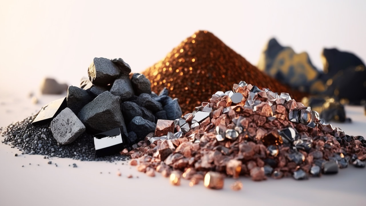 Kleiner Haufen Mineralien, die in einer Seltenerdmine gewonnen werden