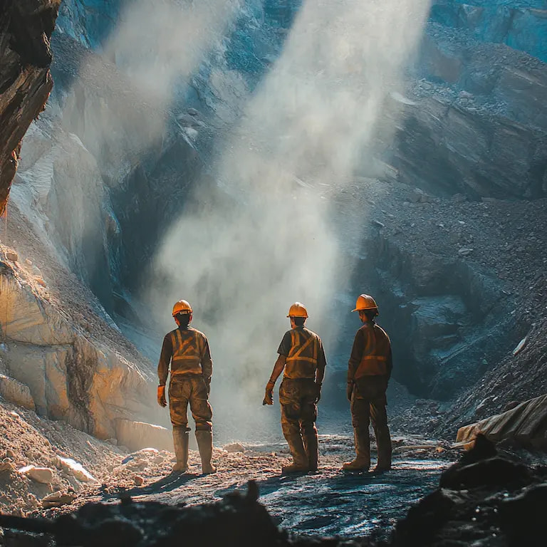 noble-rohstoffinvestment_a_photograph_of_three_workers_in_mines_mining_ore