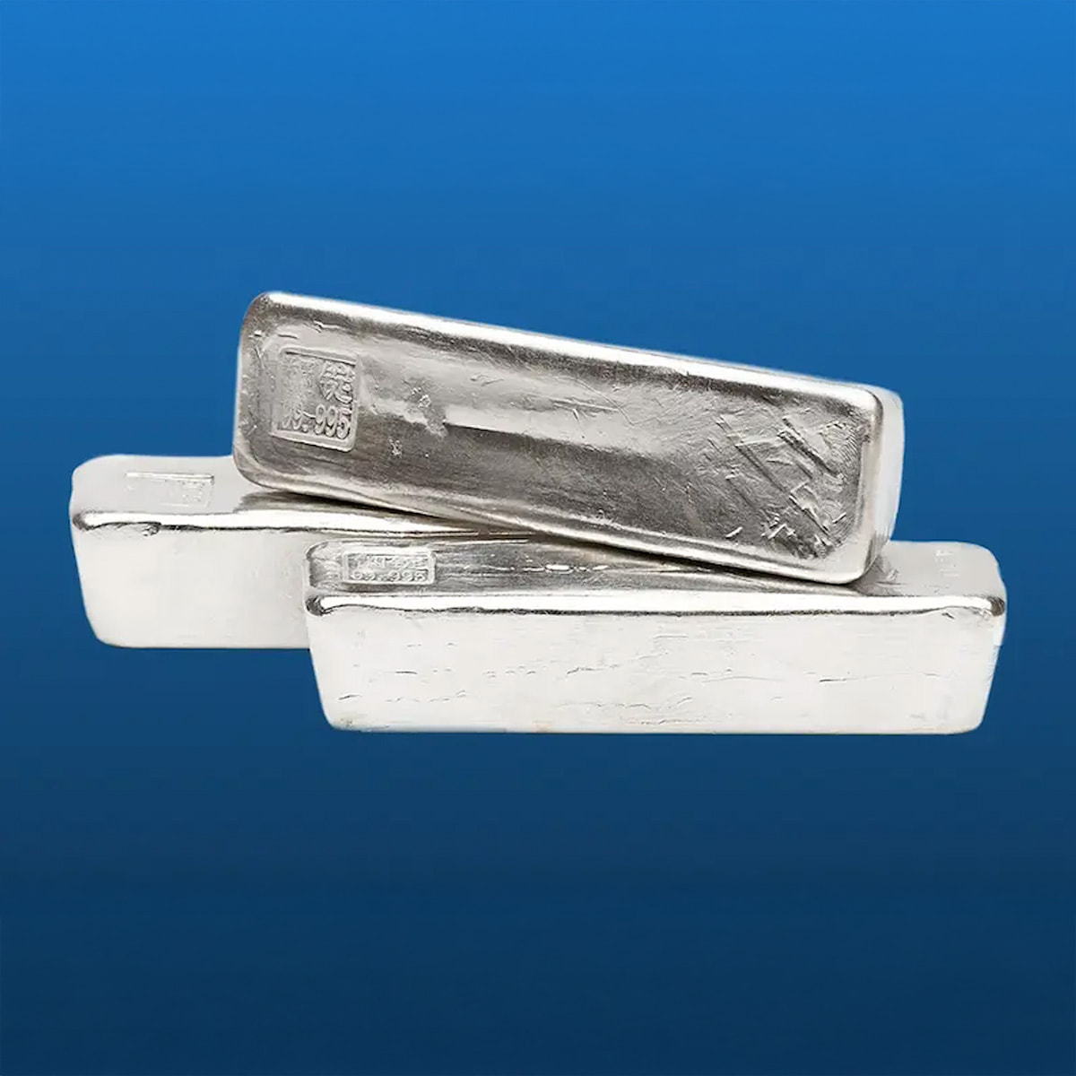 Technologiemetall Indium auf blauen Hintergrund