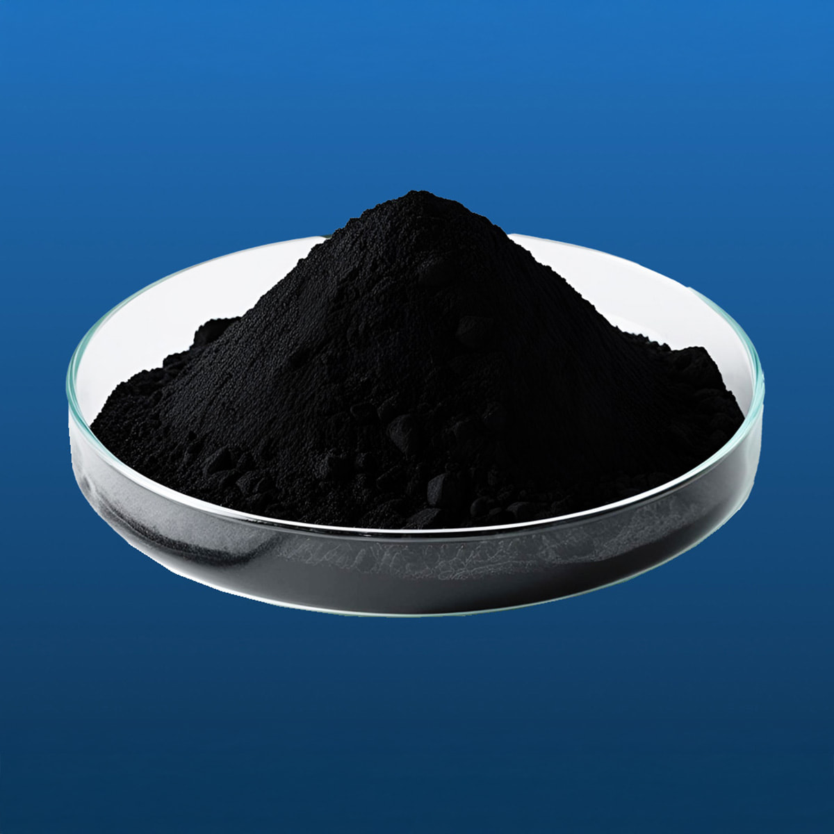 Seltene Erde Praseodymoxid auf blauen Hintergrund