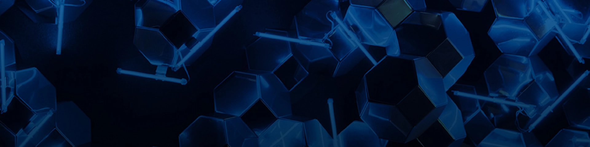 Geometrische Formen und Lichter in monochrom blau.