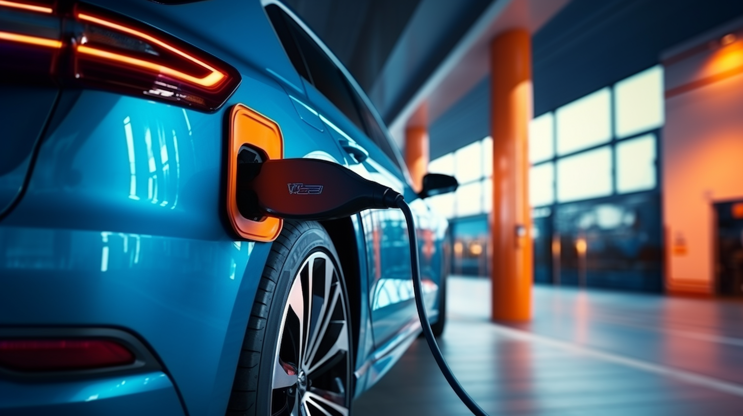 Energiespeichertechnik bei E-Autos: Ladestation in einer Halle