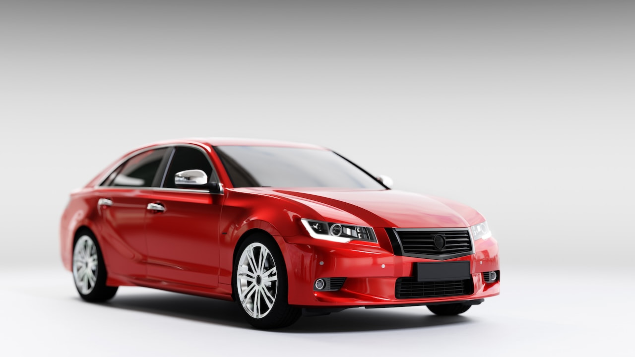 Neues Auto, Limousine im modernen Stil. 3D-Illustration